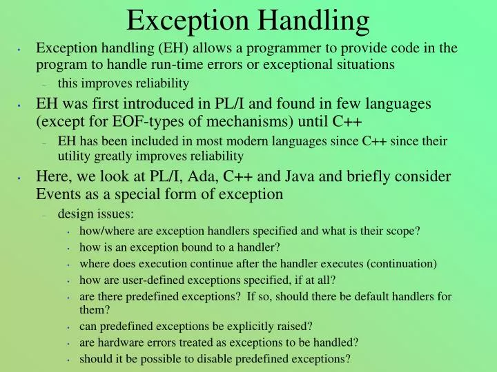 exception handling