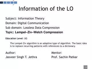 Information of the LO