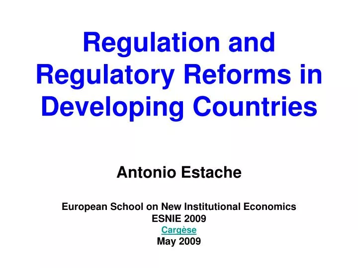 regulation and regulatory reforms in developing countries