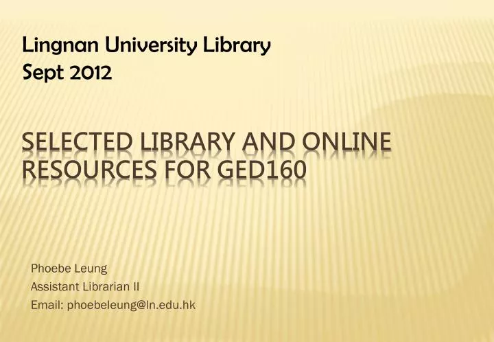 selected library and online resources for ged160