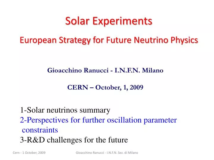solar experiments european strategy for future neutrino physics
