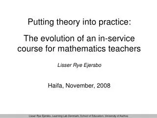 Putting theory into practice: The evolution of an in-service course for mathematics teachers