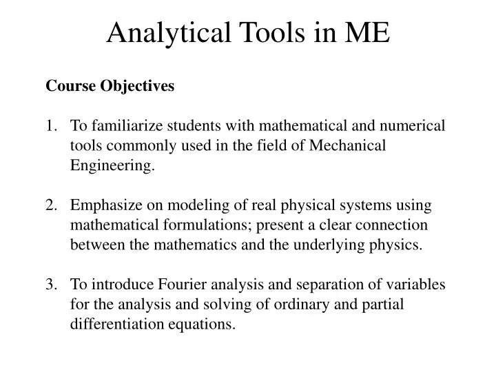 analytical tools in me