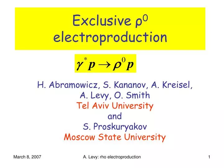 exclusive 0 electroproduction