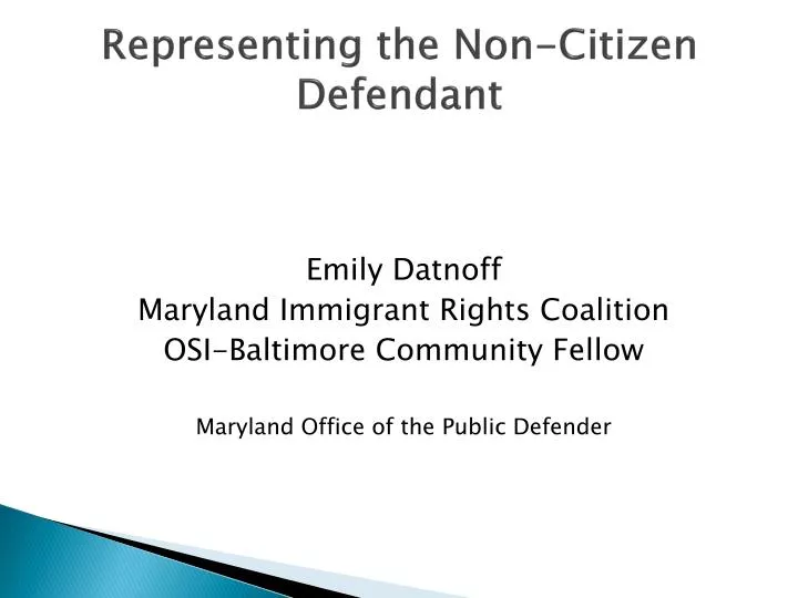 representing the non citizen defendant