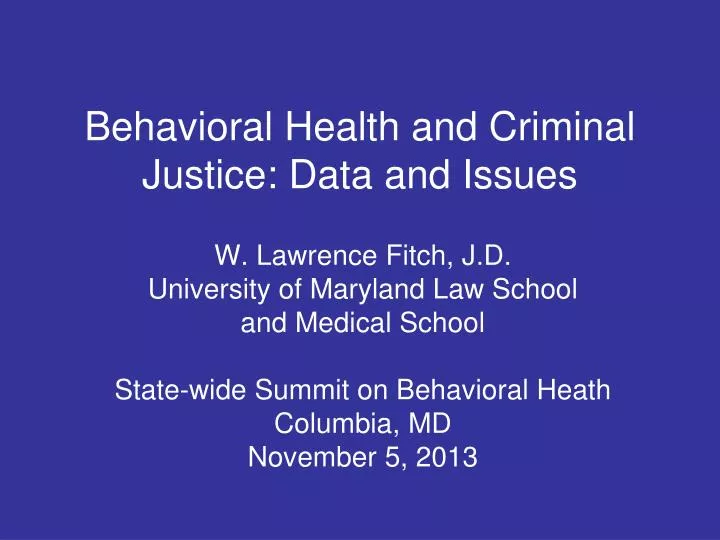 behavioral health and criminal justice data and issues
