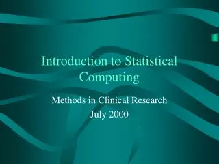 Introduction to Statistical Computing