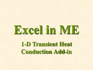 Excel in ME