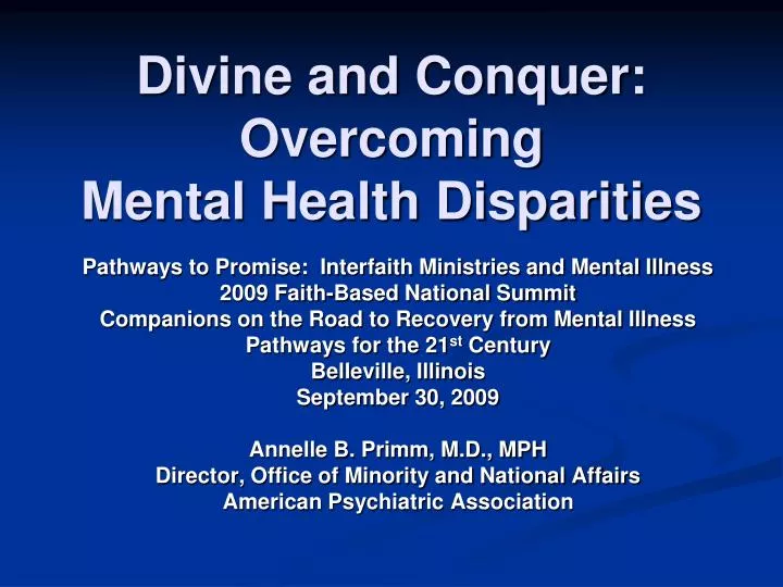 divine and conquer overcoming mental health disparities