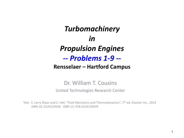 turbomachinery in propulsion engines problems 1 9 rensselaer hartford campus