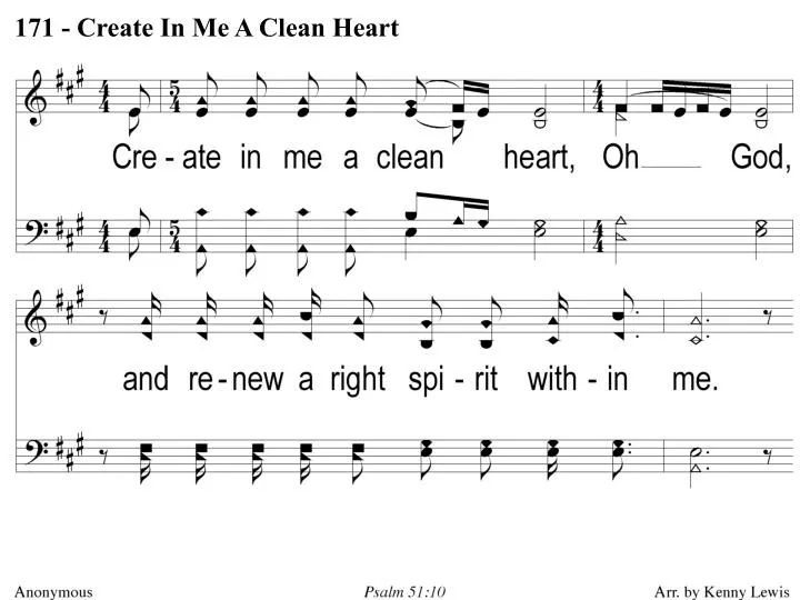 1 create in me a clean heart