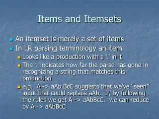 Items and Itemsets