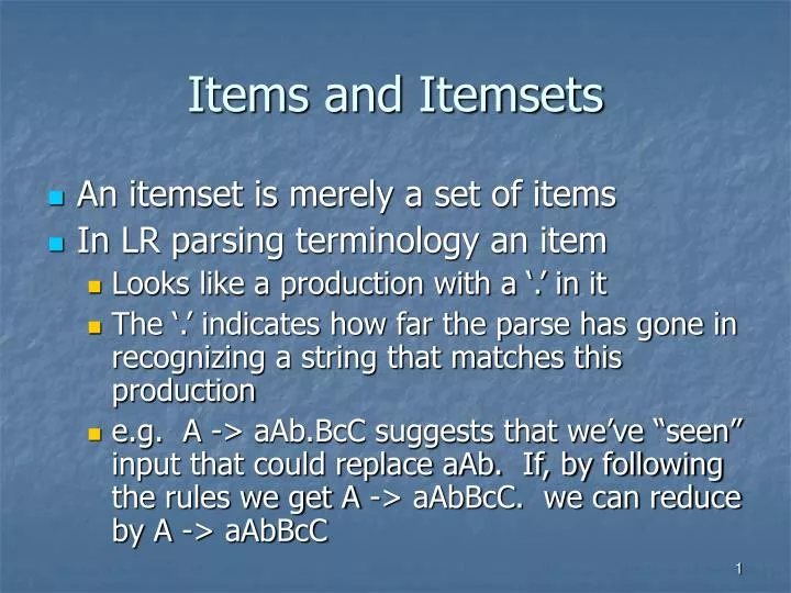 items and itemsets