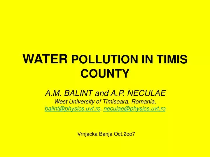 water pollution in timis county