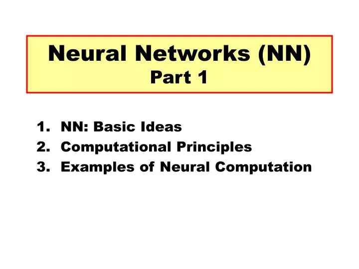 neural networks nn part 1