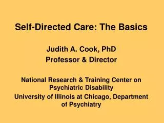 Self-Directed Care: The Basics