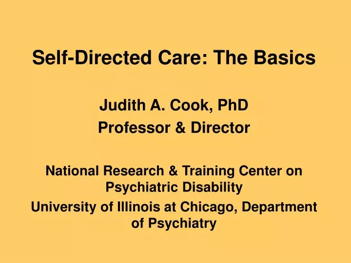 self directed care the basics