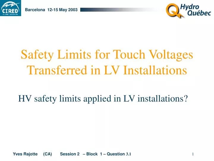 safety limits for touch voltages transferred in lv installations