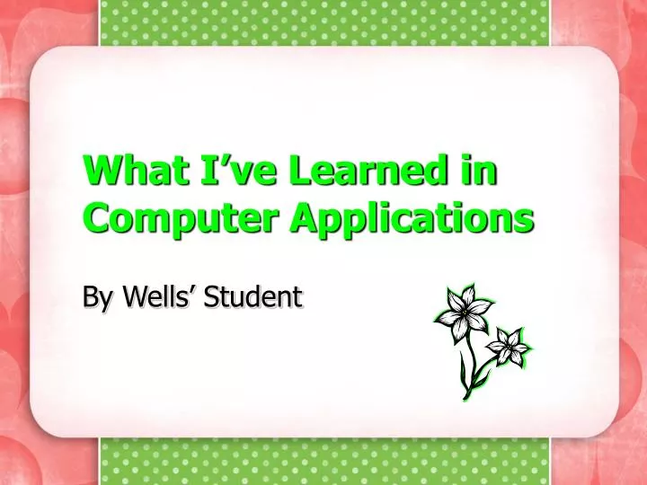 what i ve learned in computer applications