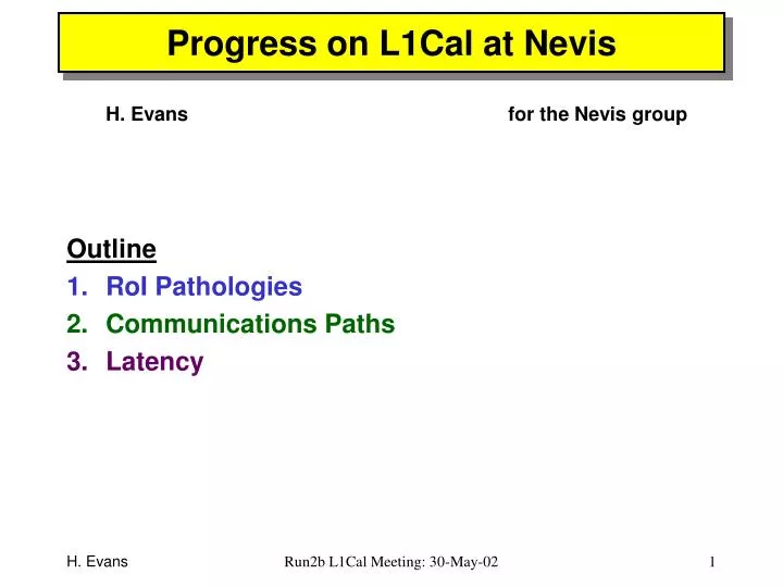 progress on l1cal at nevis