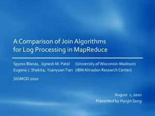 A Comparison of Join Algorithms for Log Processing in MapReduce