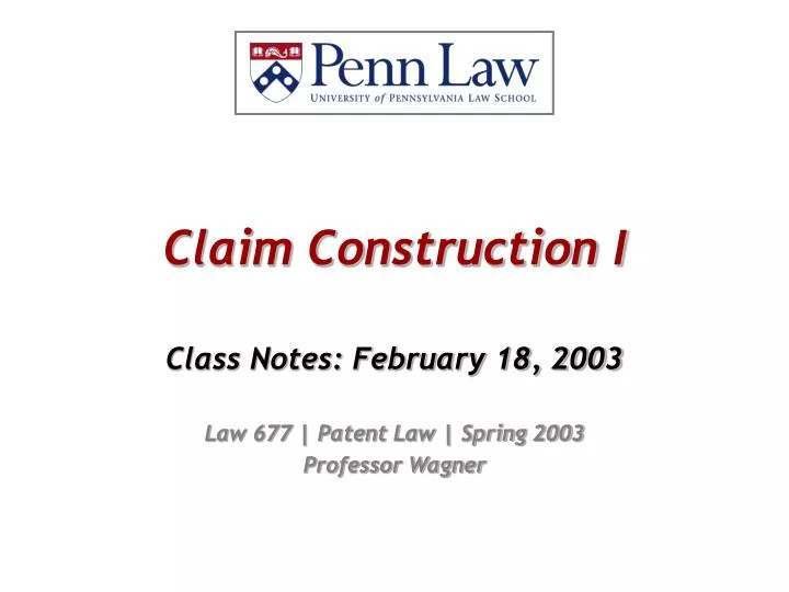 claim construction i