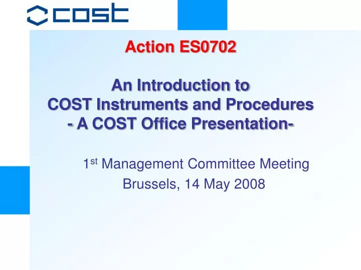 action es0702 an introduction to cost instruments and procedures a cost office presentation