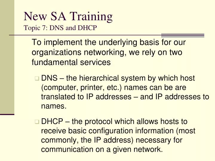 new sa training topic 7 dns and dhcp