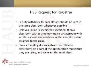 HSB Request for Registrar