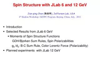 Spin Structure with JLab 6 and 12 GeV