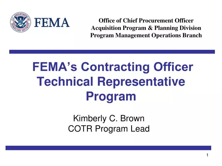 fema s contracting officer technical representative program