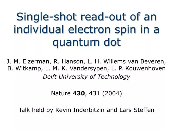 single shot read out of an individual electron spin in a quantum dot