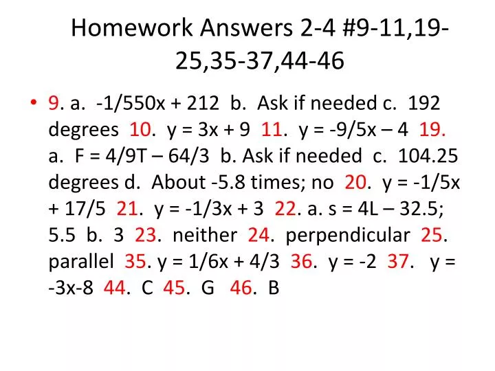 homework answers 2 4 9 11 19 25 35 37 44 46