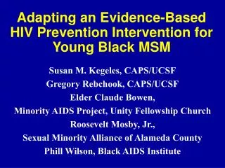 Adapting an Evidence-Based HIV Prevention Intervention for Young Black MSM