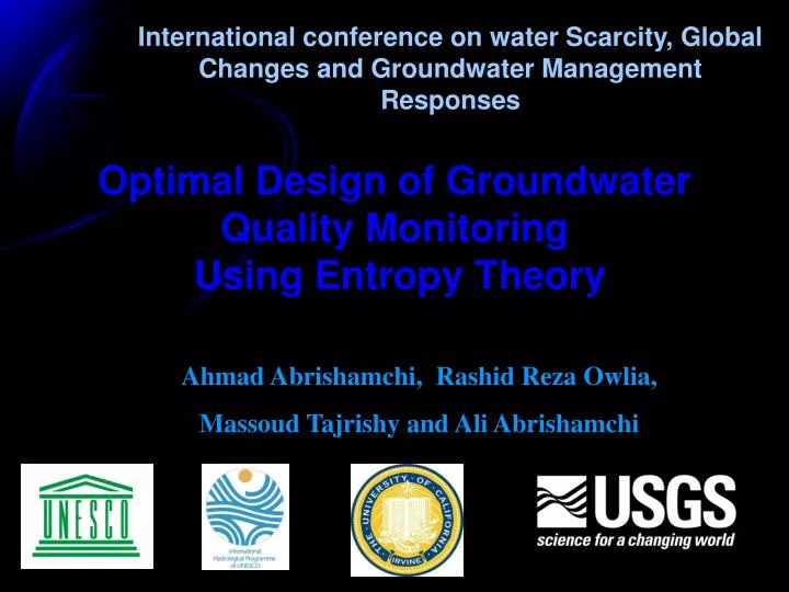 optimal design of groundwater quality monitoring using entropy theory