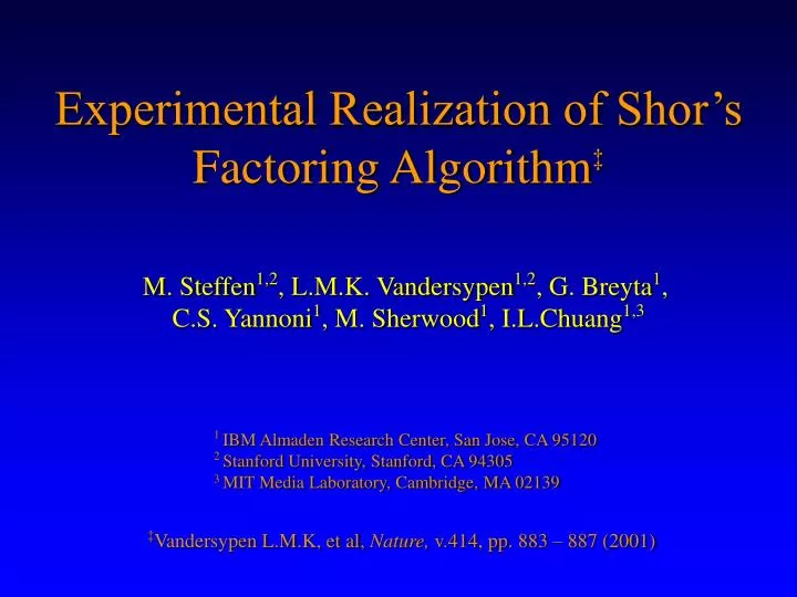 experimental realization of shor s factoring algorithm