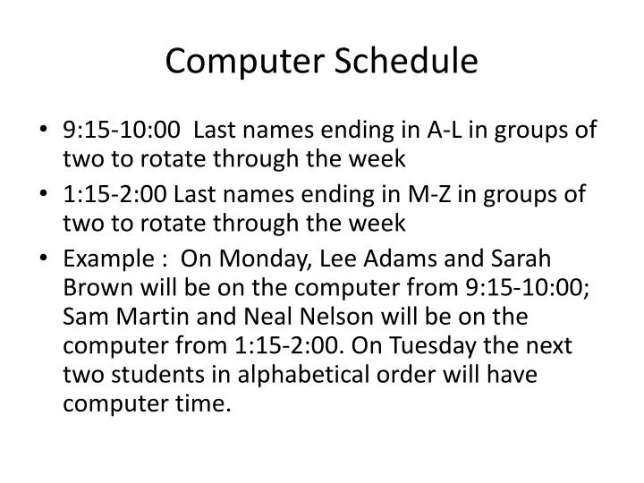 computer schedule