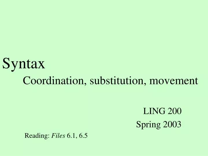 syntax coordination substitution movement