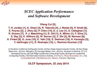 SCEC Application Performance and Software Development