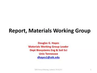 Report, Materials Working Group