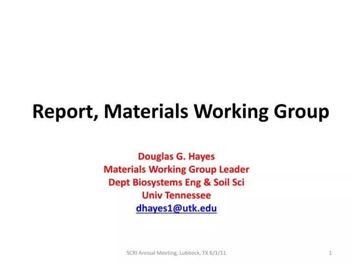 report materials working group