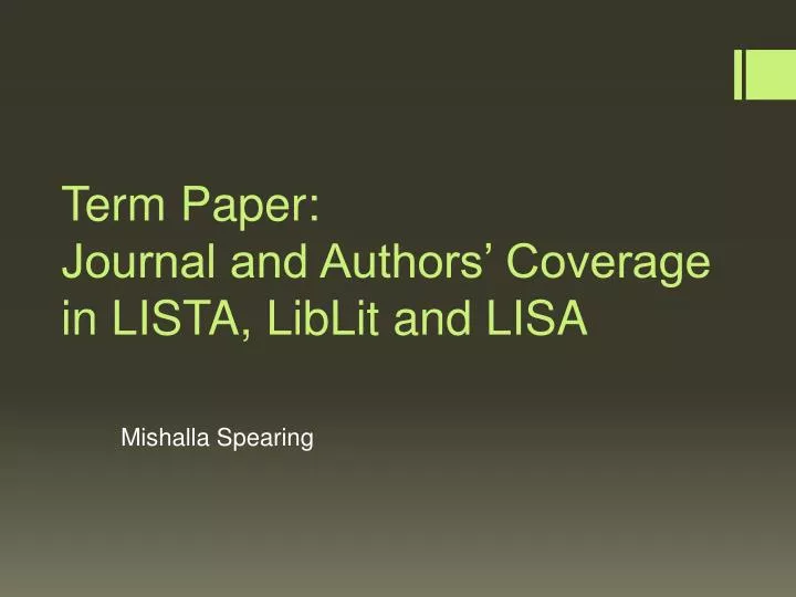 term paper journal and authors coverage in lista liblit and lisa