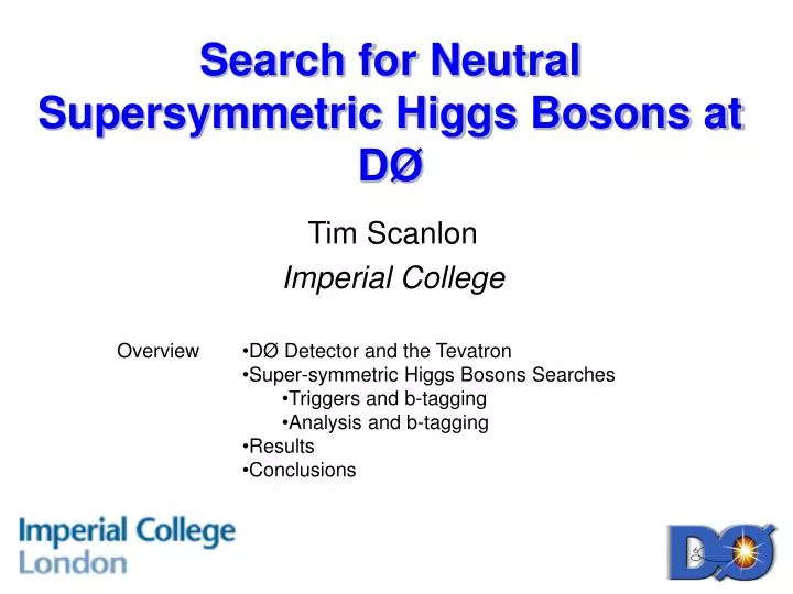 search for neutral supersymmetric higgs bosons at d