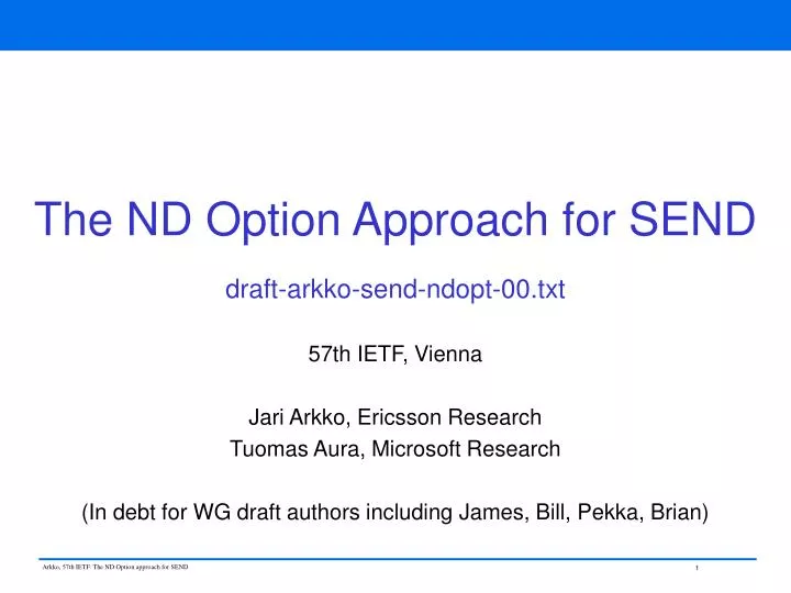 the nd option approach for send draft arkko send ndopt 00 txt