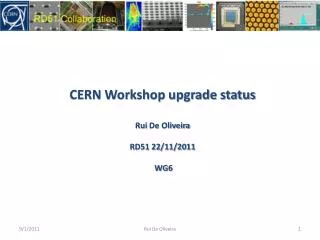 CERN Workshop upgrade status Rui De Oliveira RD51 22/11/2011 WG6