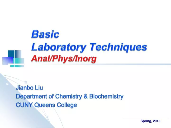 basic laboratory techniques anal phys inorg