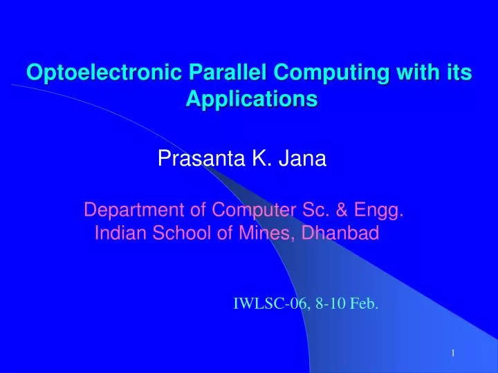optoelectronic parallel computing with its applications
