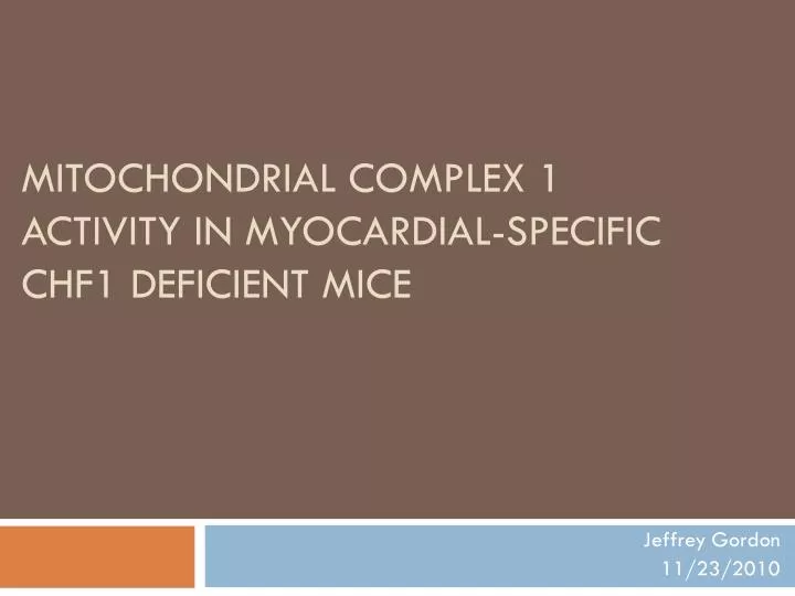 mitochondrial complex 1 activity in myocardial specific chf1 deficient mice