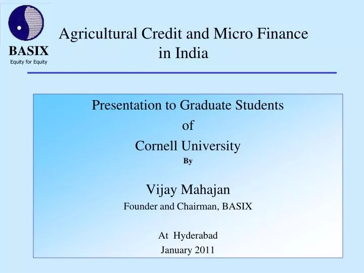 agricultural credit and micro finance in india