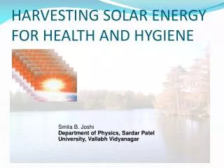 HARVESTING SOLAR ENERGY FOR HEALTH AND HYGIENE